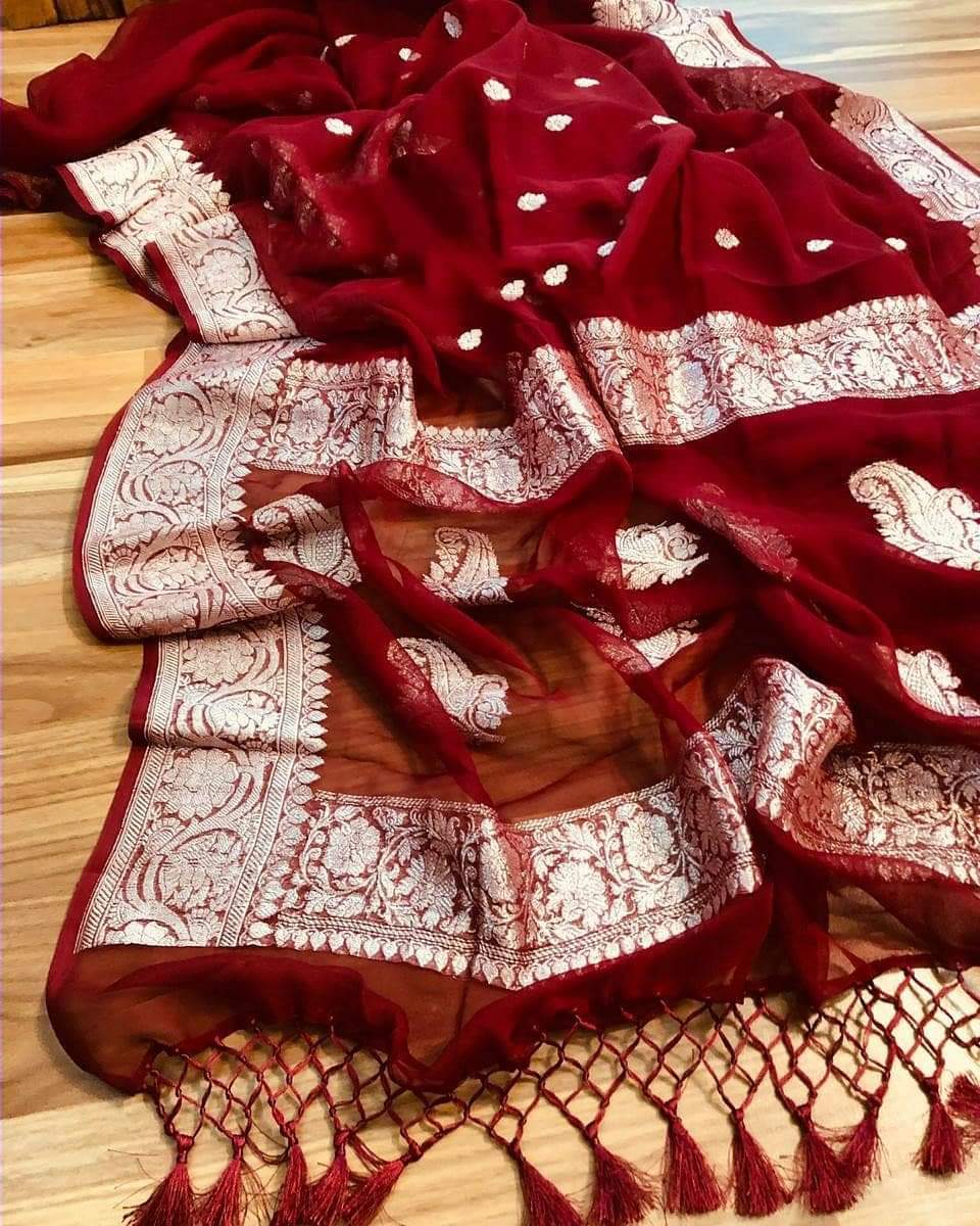 Pure Georgette Handloom Banarasi Saree