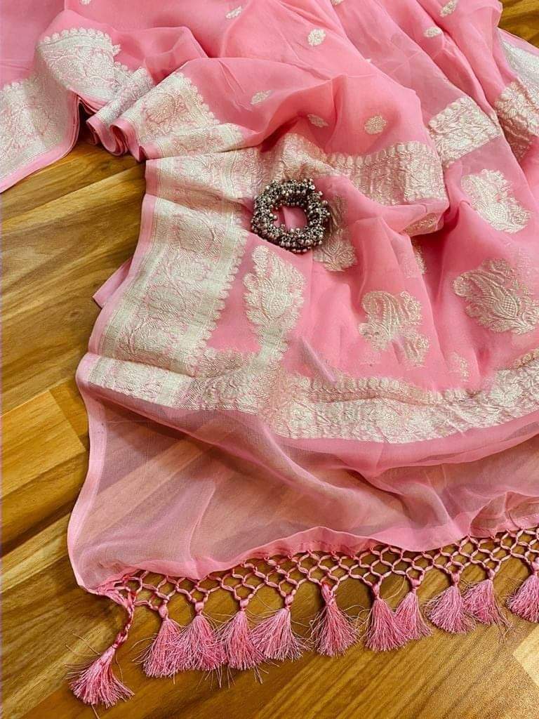 Pure Georgette Handloom Banarasi Saree