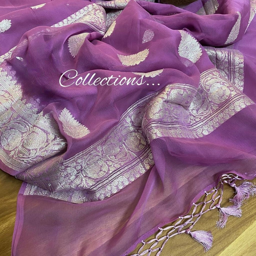 Pure Georgette Handloom Banarasi Saree