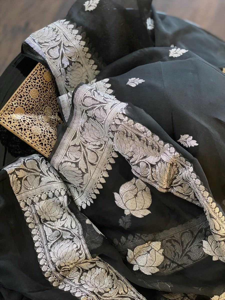 Pure Georgette Handloom Banarasi Saree