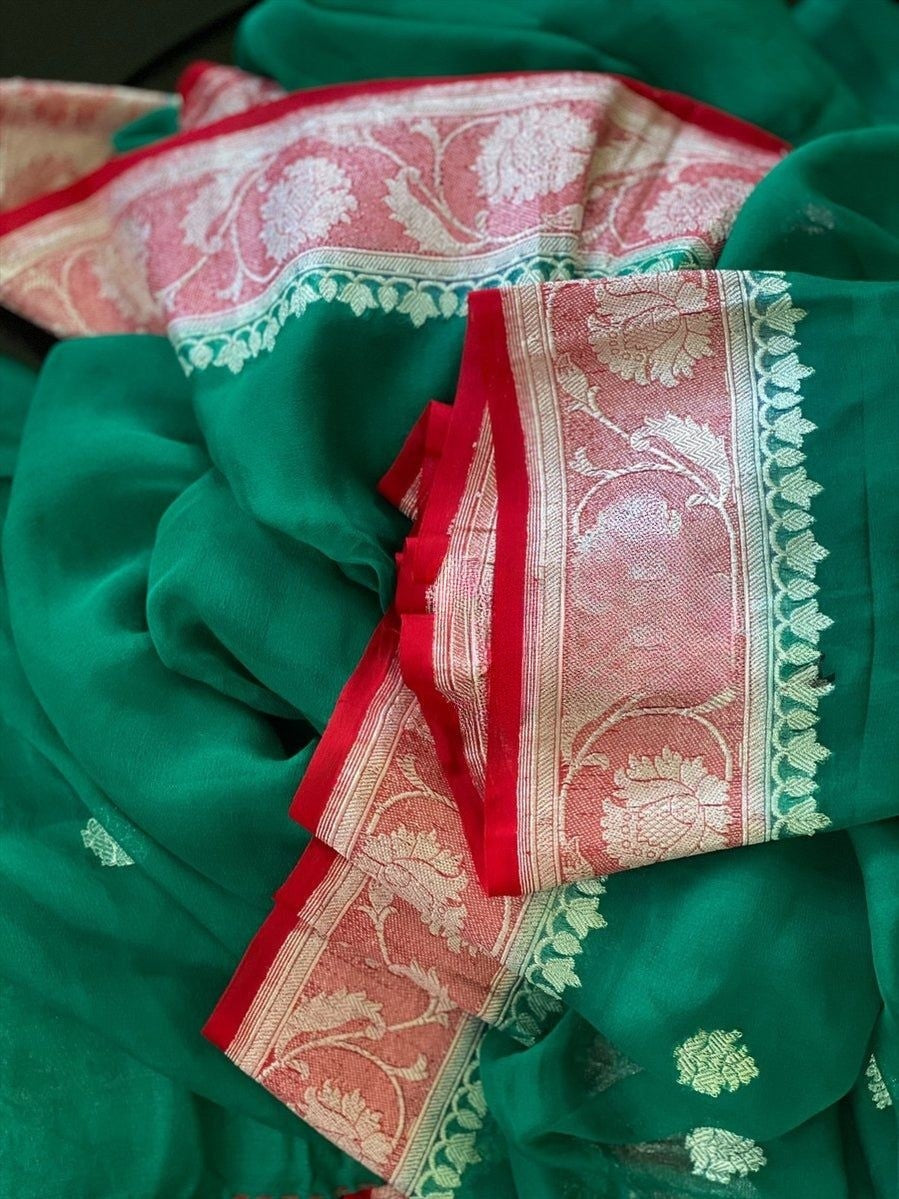 Pure Georgette Handloom Banarasi Saree