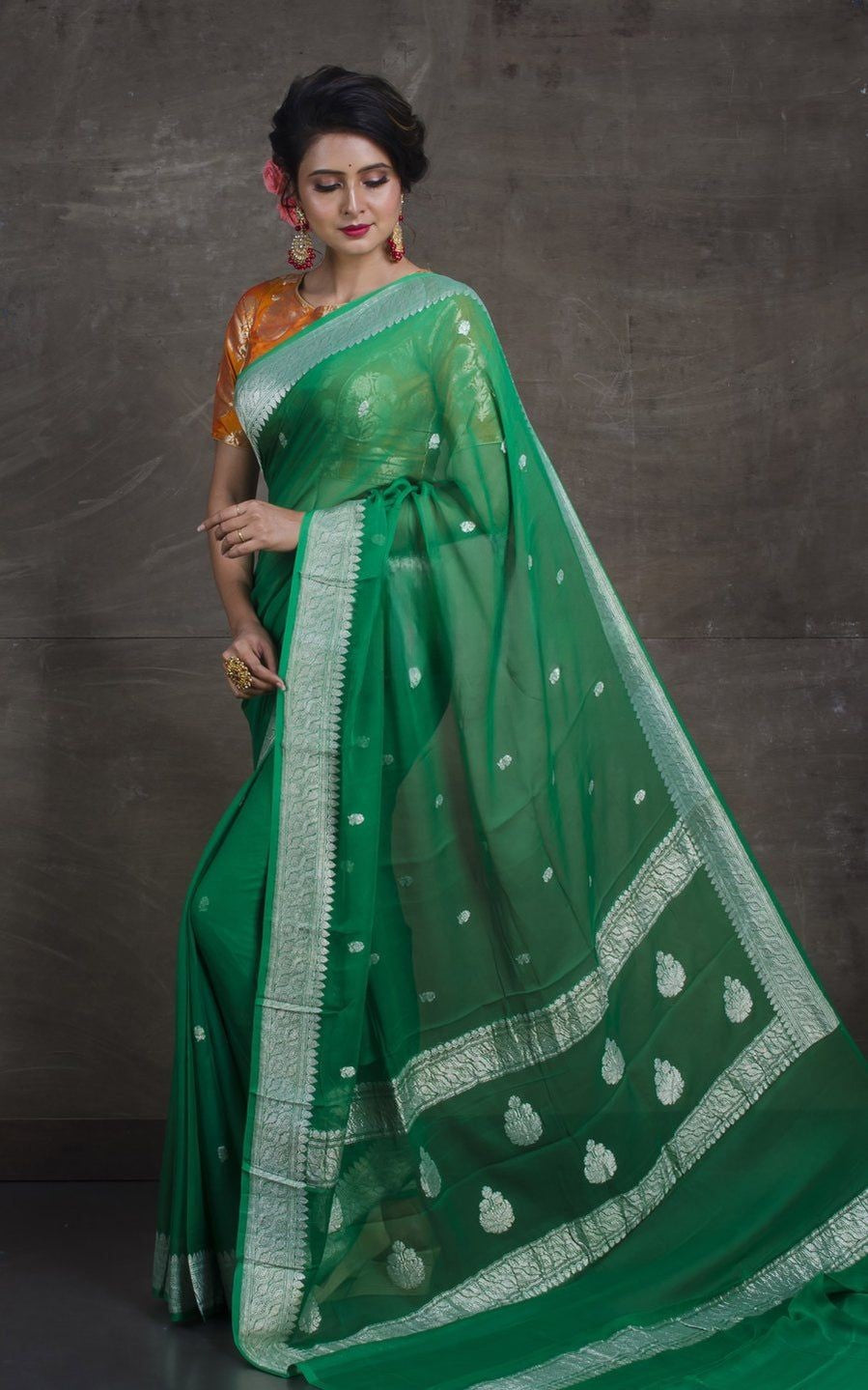 Pure Georgette Handloom Banarasi Saree