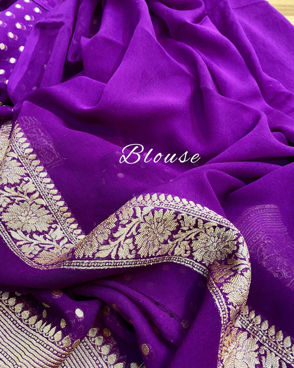 Khaddi Georgette Banarasi Saree - Gold zari