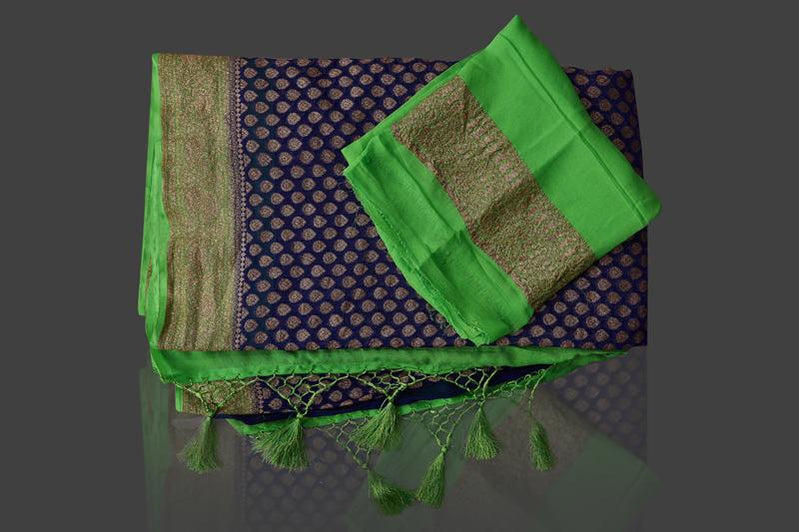 Khaddi Georgette Banarasi Saree - Antique zari