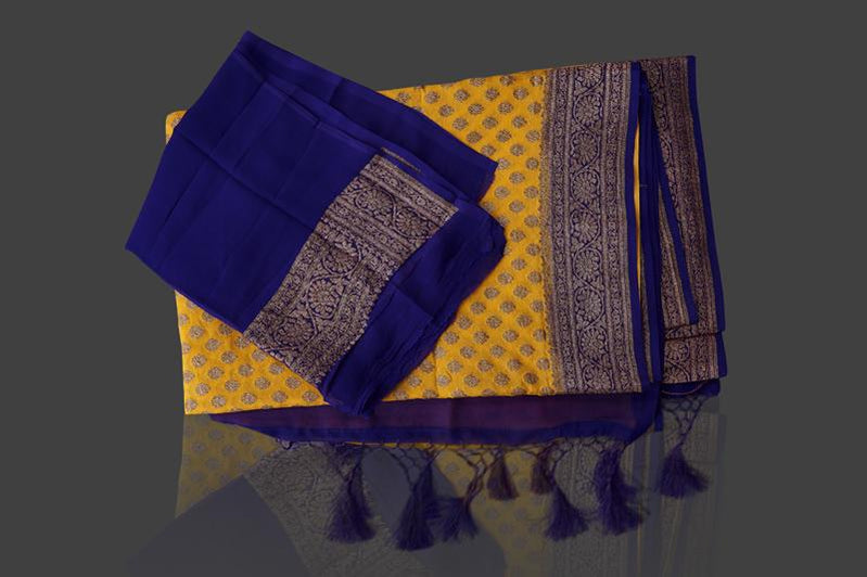 Khaddi Georgette Banarasi Saree - Antique zari