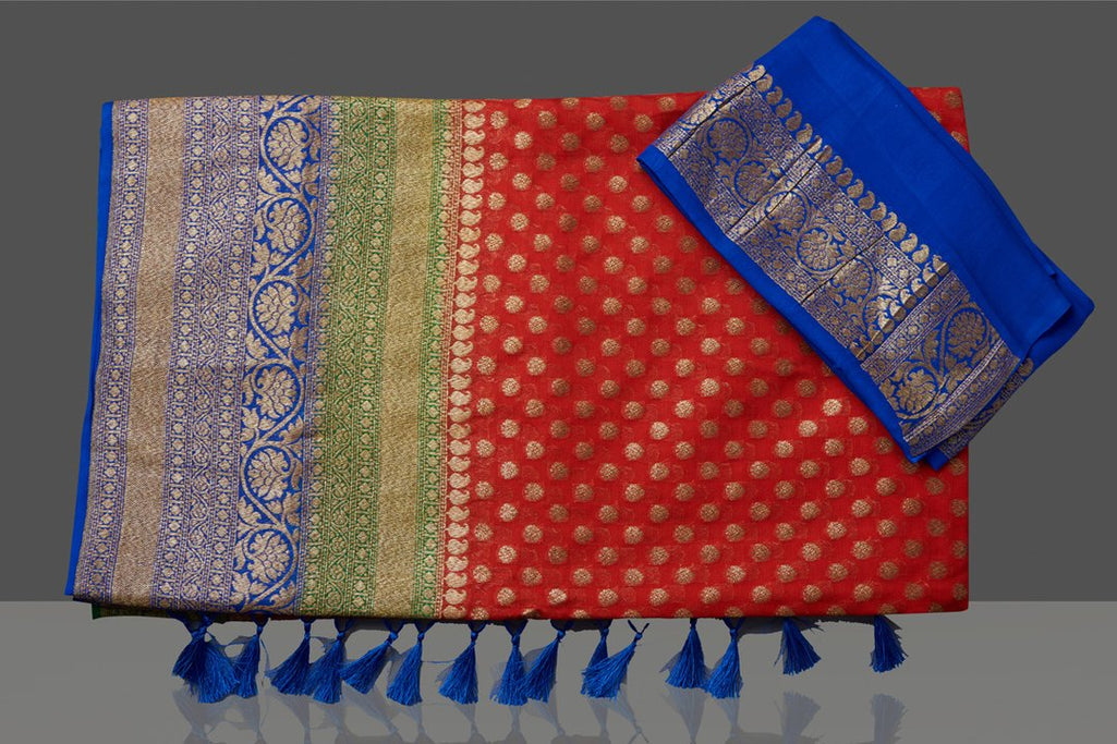 Khaddi Georgette Banarasi Saree - Antique zari
