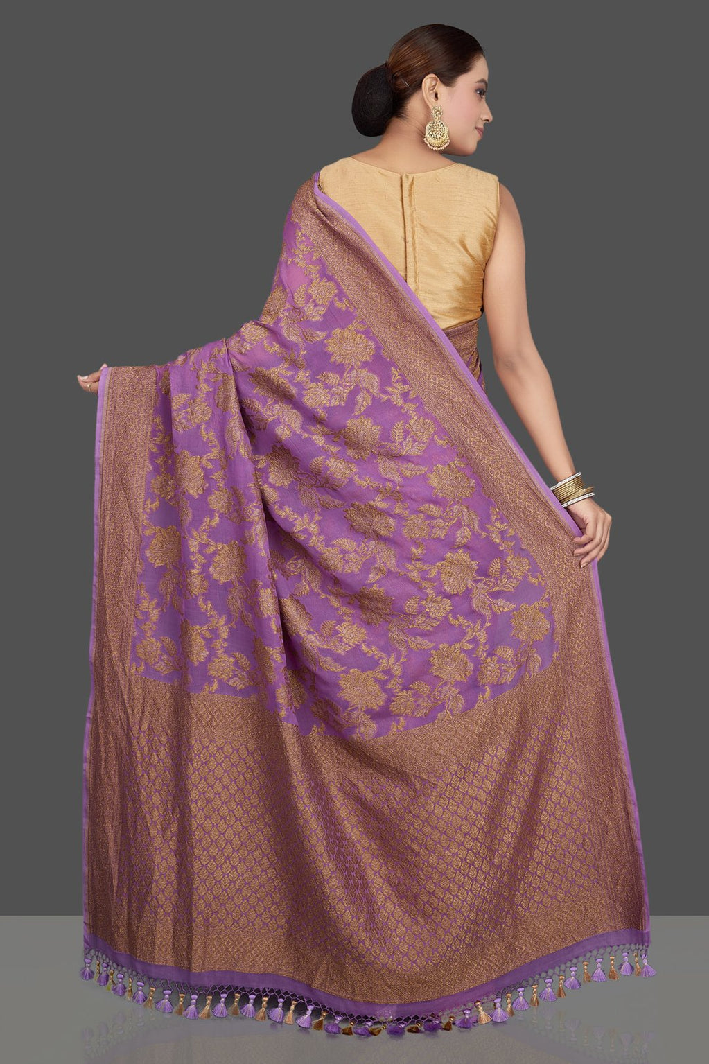 Khaddi Georgette Banarasi Saree - Antique zari
