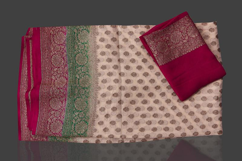 Khaddi Georgette Banarasi Saree - Antique zari