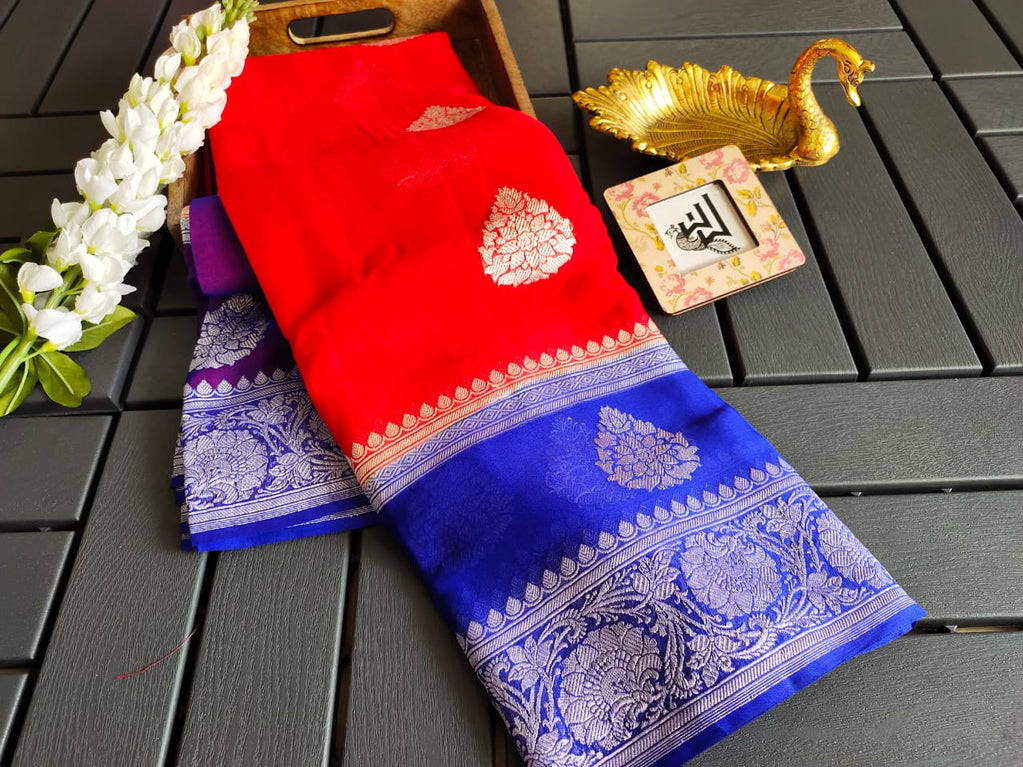 Pure Georgette Handloom Banarasi Saree