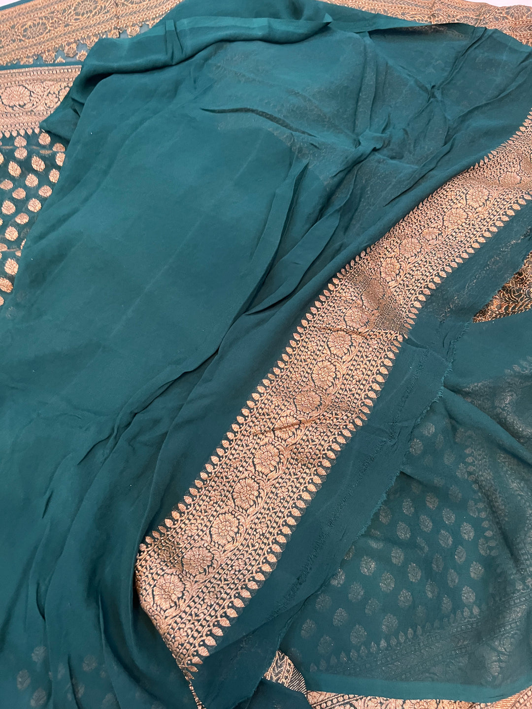 Khaddi Georgette Banarasi Saree - Antique zari