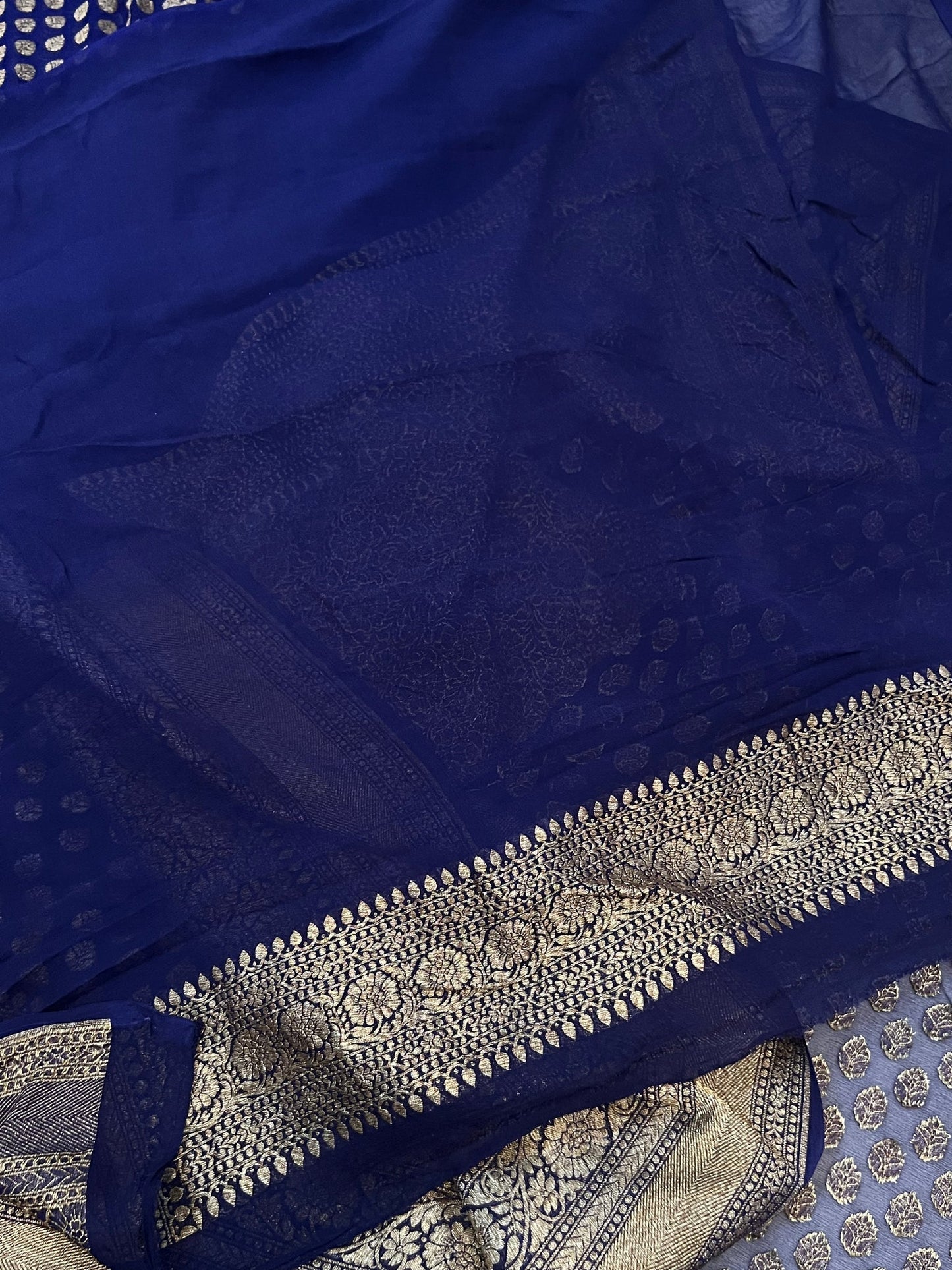 Khaddi Georgette Banarasi Saree - Antique zari