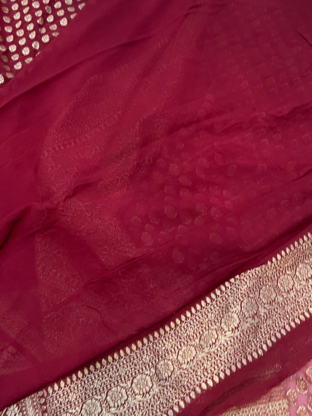 Khaddi Georgette Banarasi Saree - Antique zari