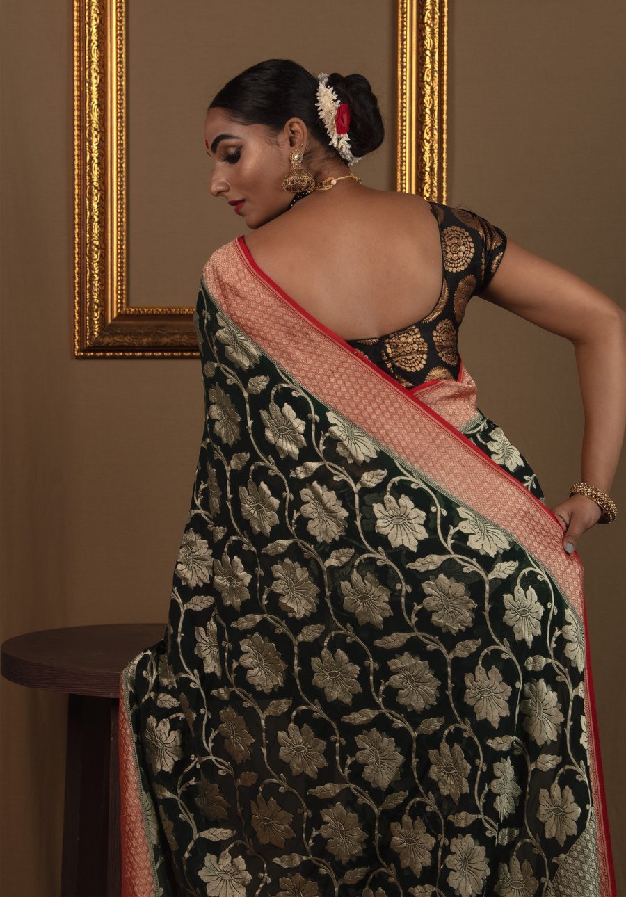 Khaddi Georgette Handloom Banarasi Saree