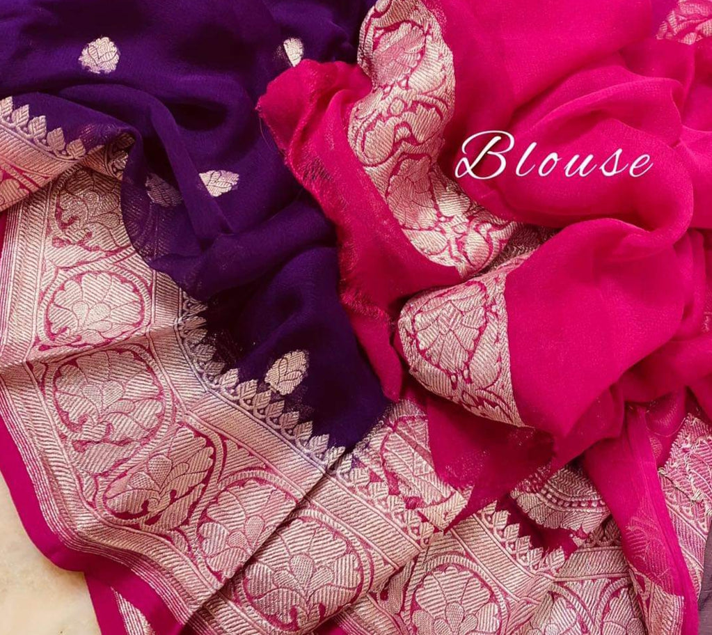 Pure Georgette Handloom Banarasi Saree