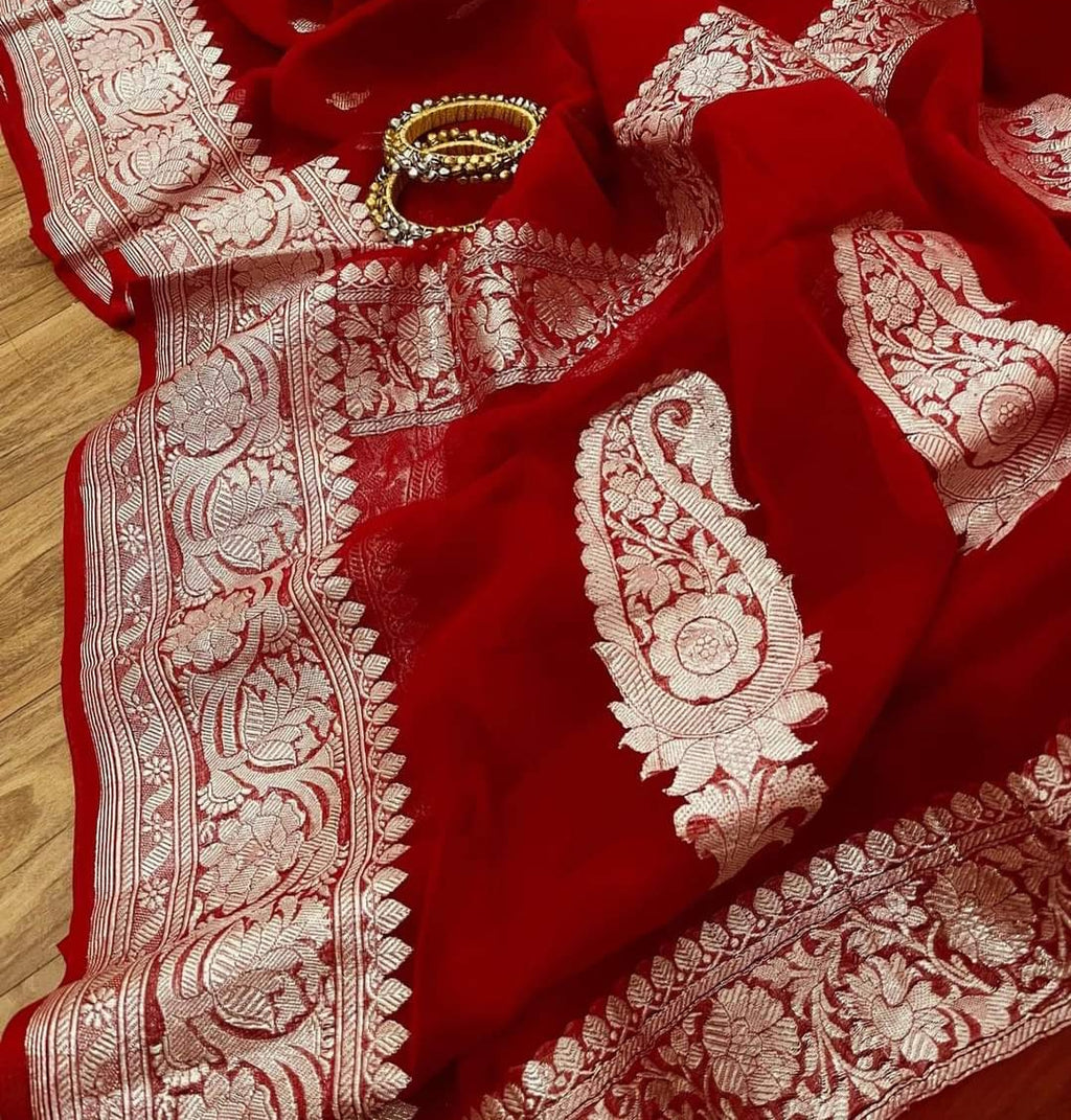 Pure Georgette Handloom Banarasi Saree