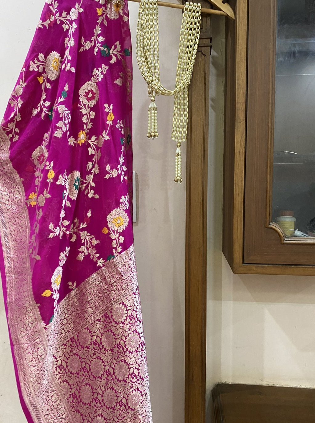 Pure Georgette Dupatta -Water Zari Meenakari