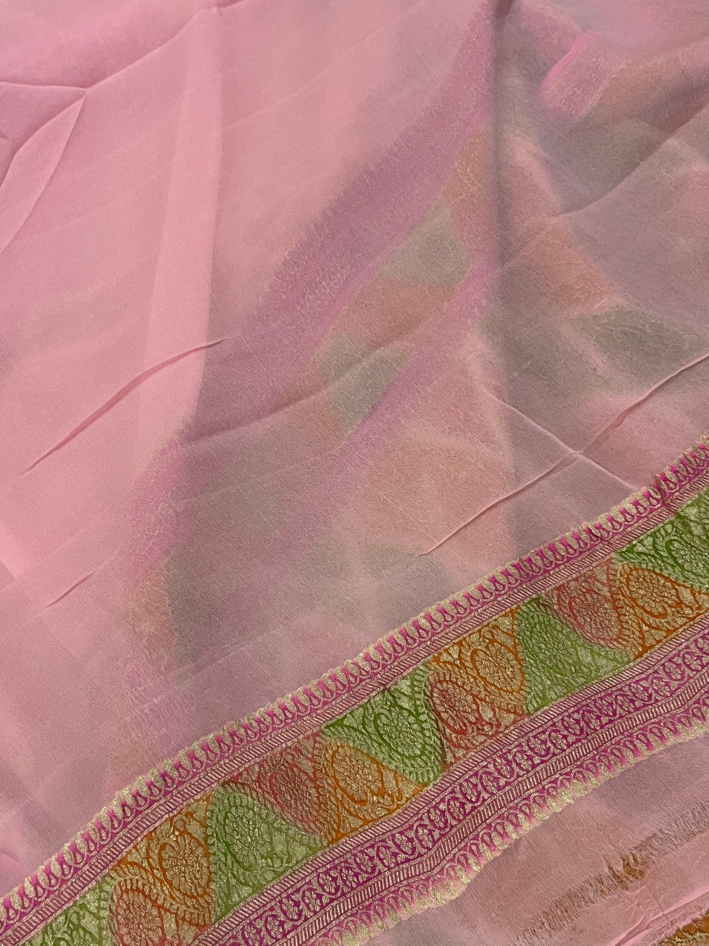 Khaddi Georgette Banarasi Saree - Gold zari