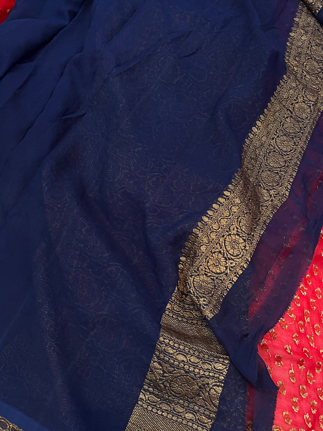 Khaddi Georgette Banarasi Saree - Antique zari