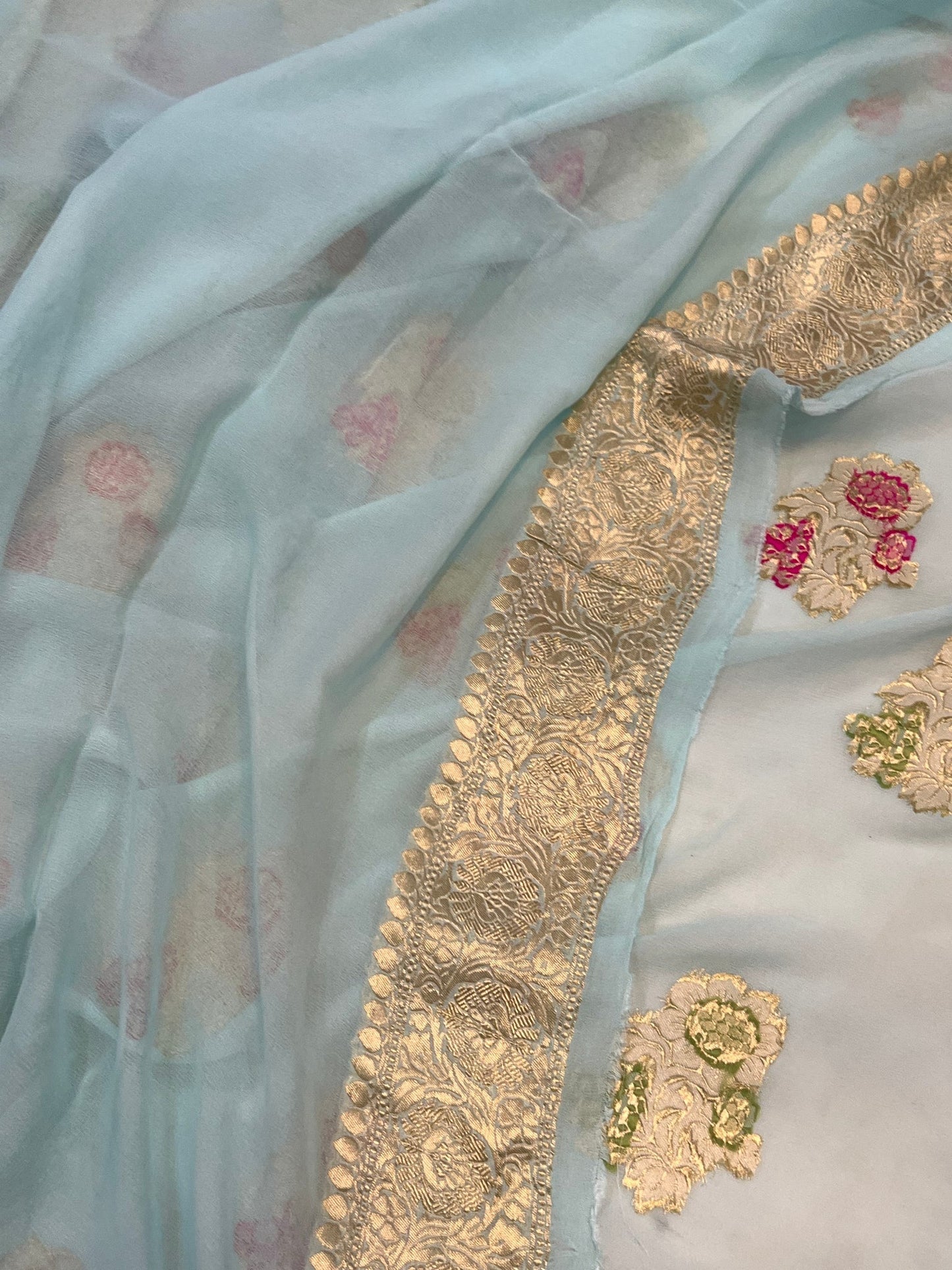 Khaddi Georgette Handloom Banarasi Saree