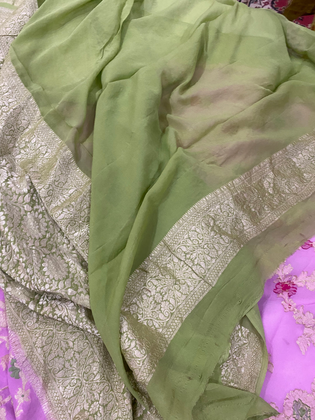 Khaddi Georgette Handloom Banarasi Saree