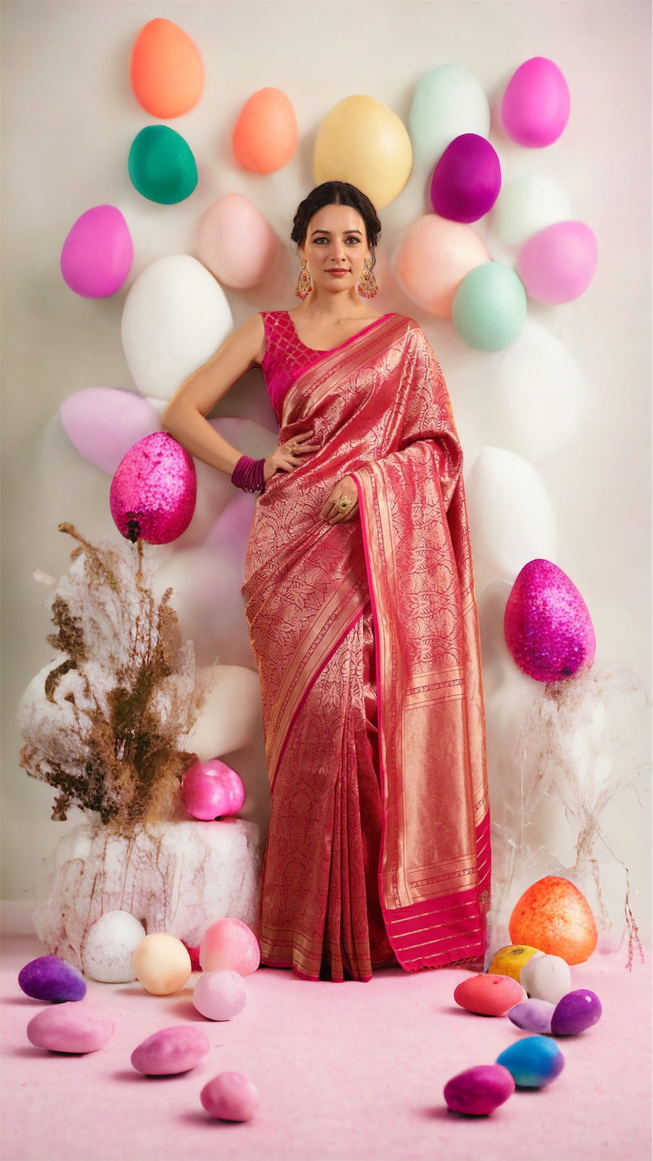 Pure Katan Silk Banarasi Handloom Saree -Tanchui Brocade
