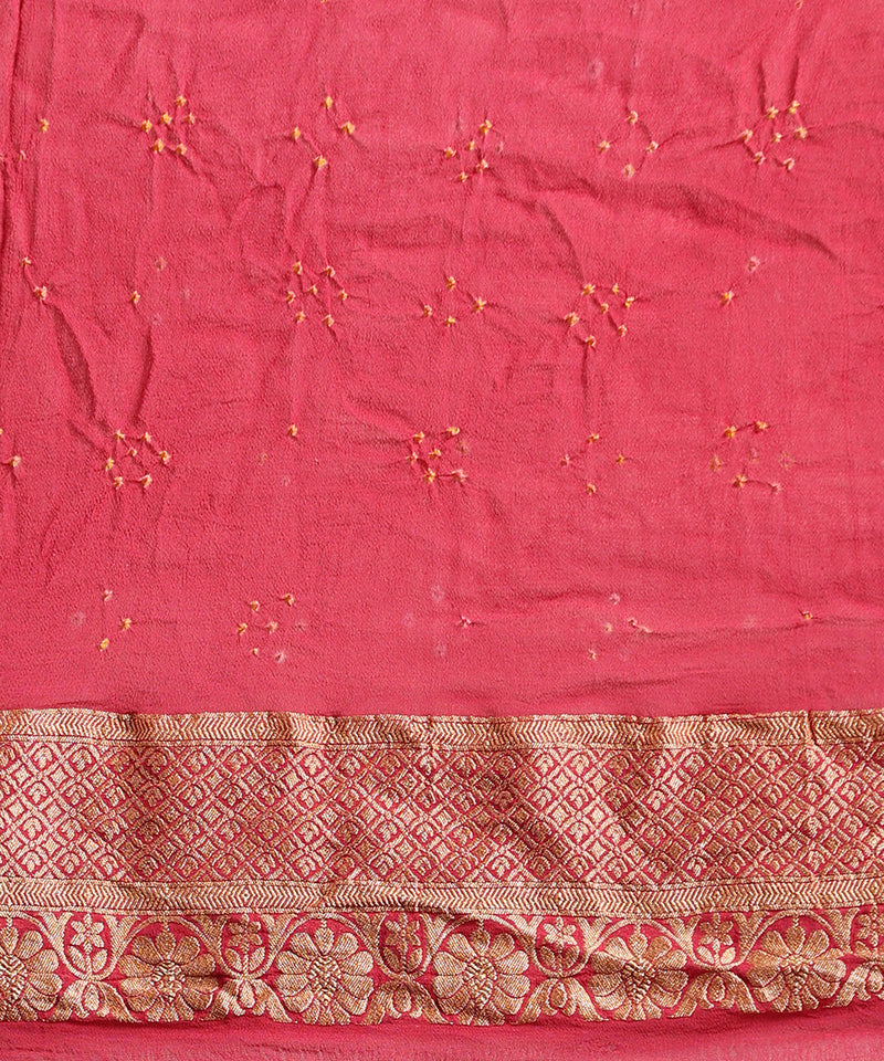 Pure Georgette Banarasi Bandhej Handloom Saree