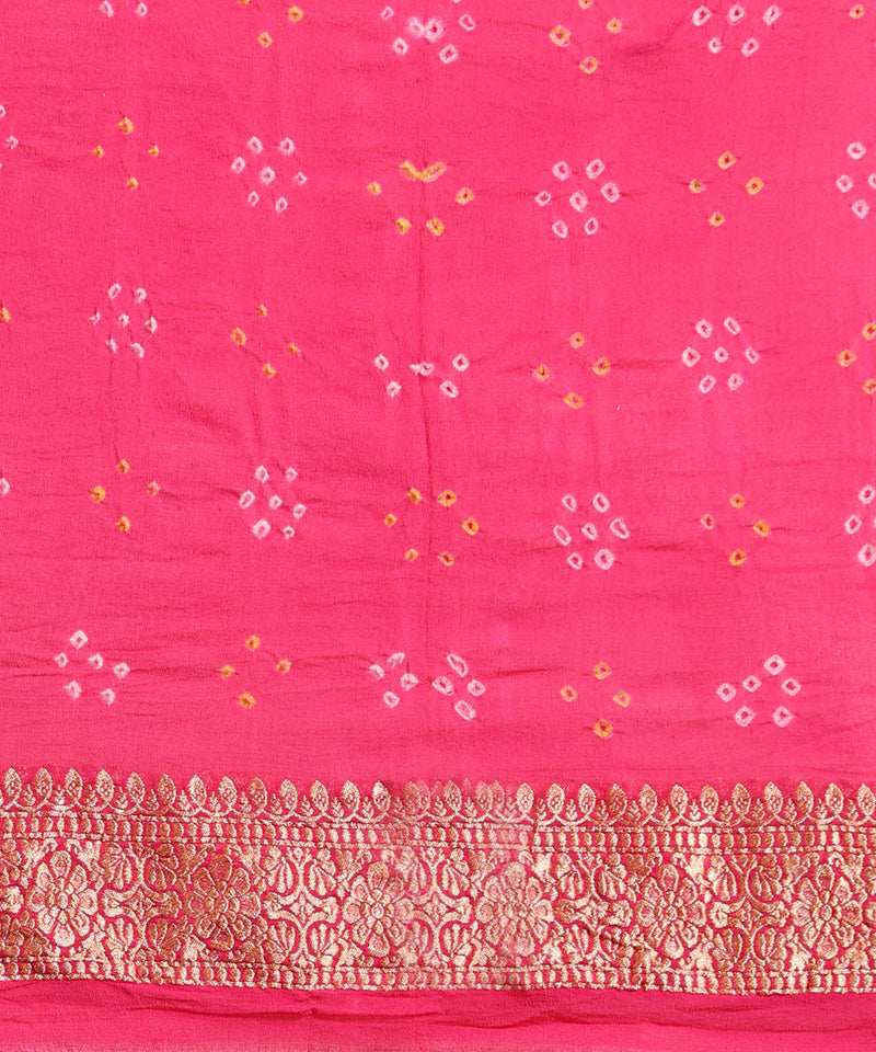 Pure Georgette Banarasi Bandhej Handloom Saree