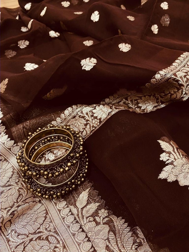 Pure Georgette Handloom Banarasi Saree