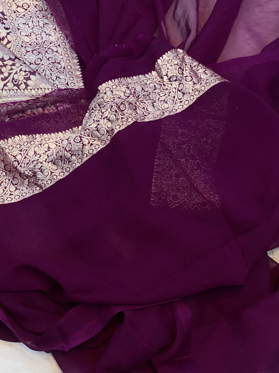 Khaddi Georgette Handloom Banarasi Saree
