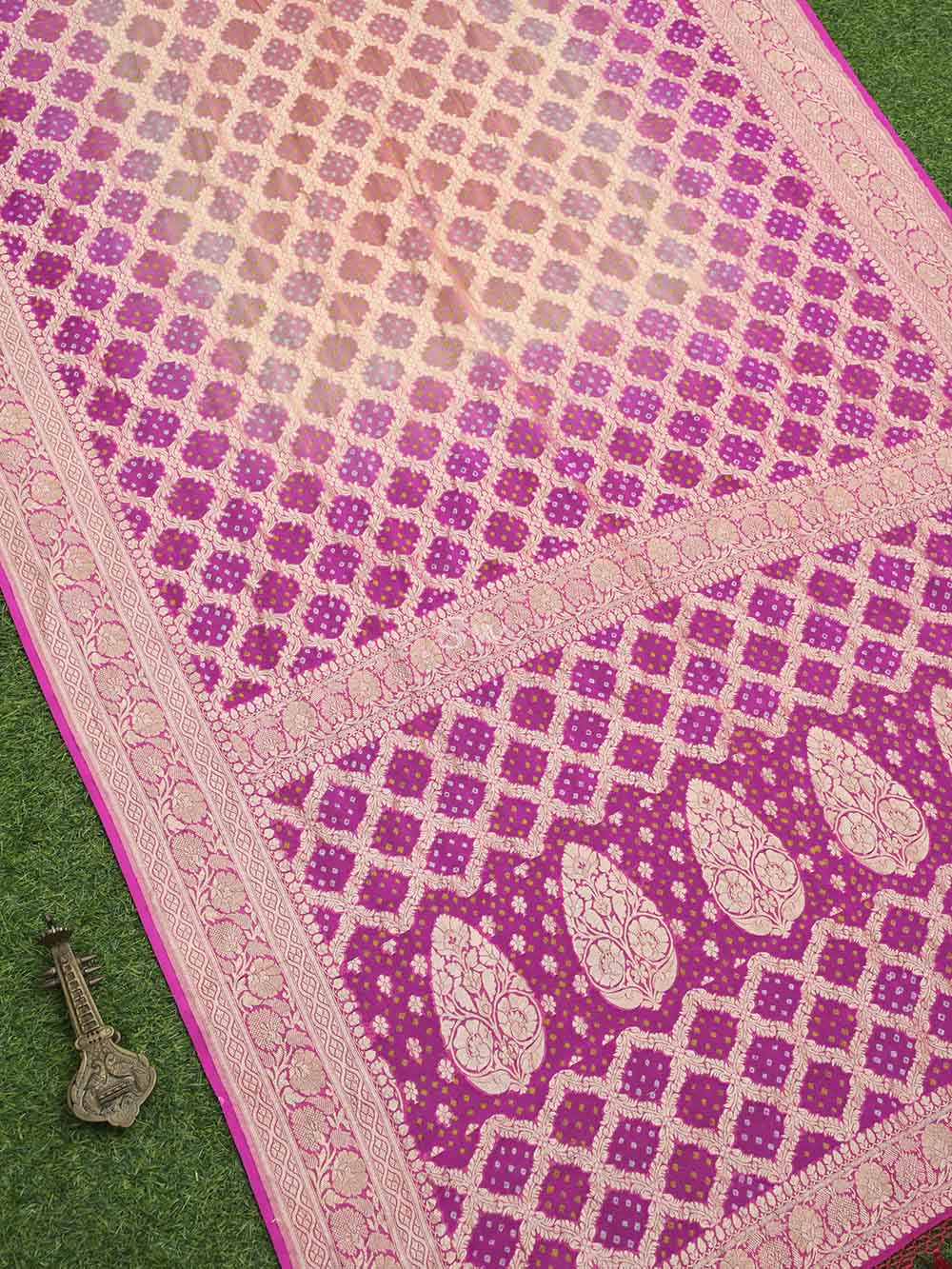 Pure Georgette Banarasi Bandhej Handloom Saree