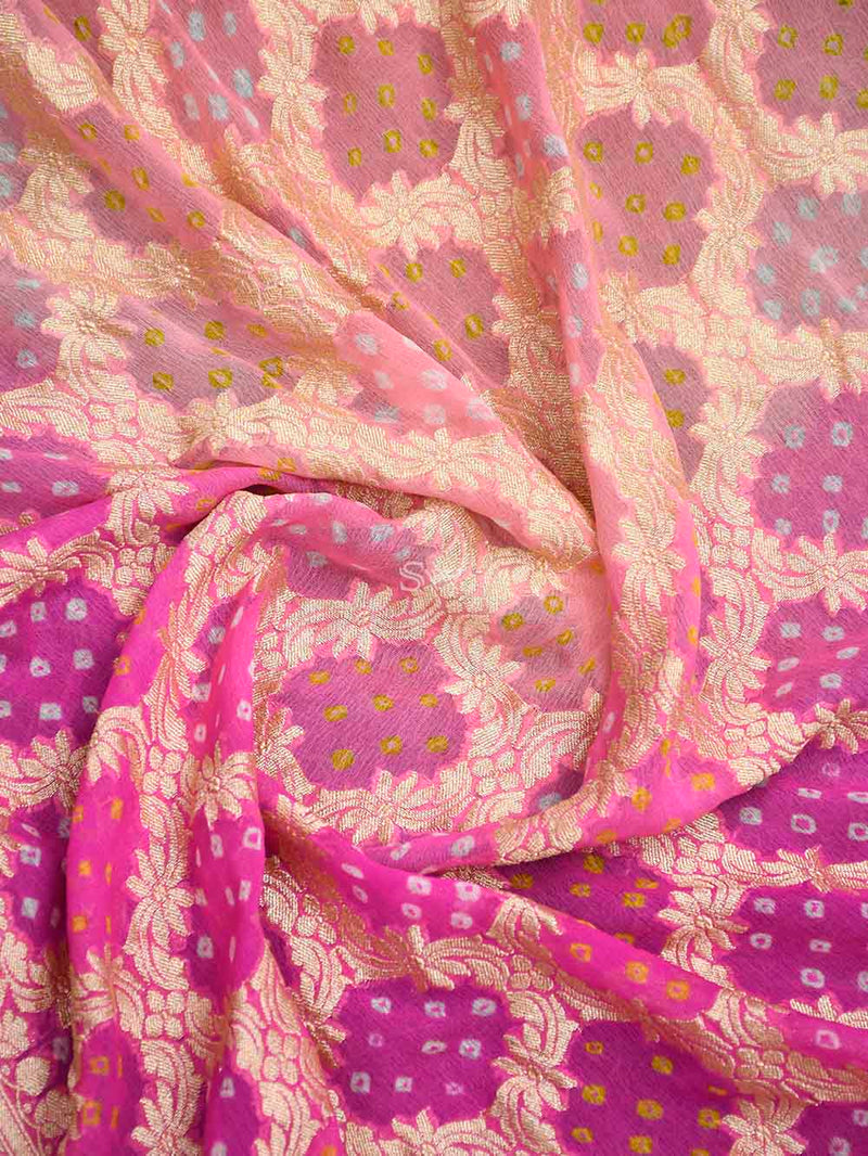 Pure Georgette Banarasi Bandhej Handloom Saree