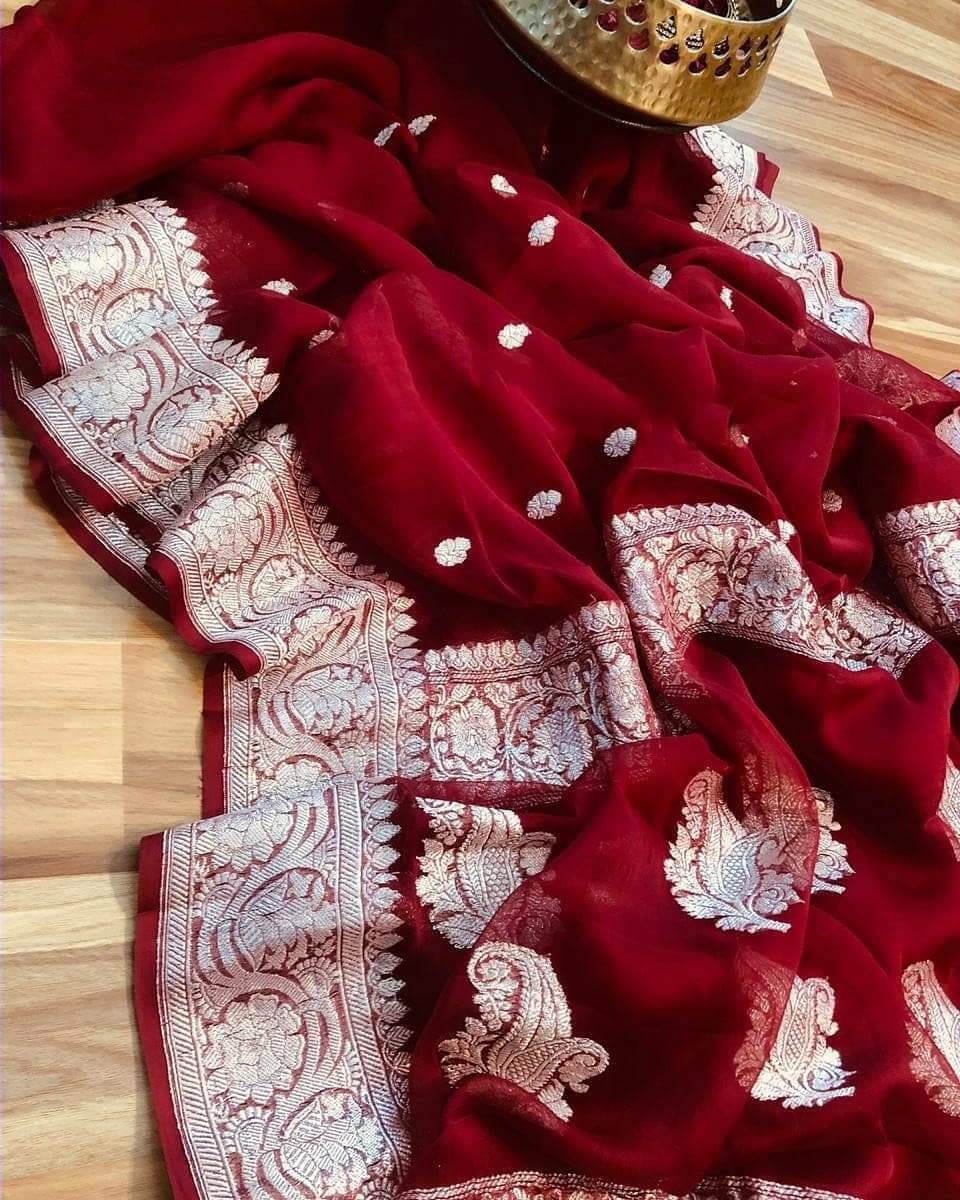 Pure Georgette Handloom Banarasi Saree