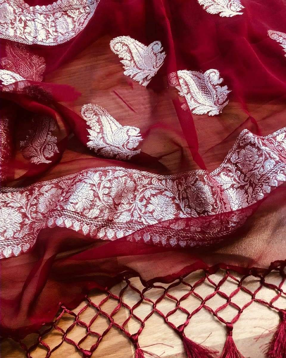Pure Georgette Handloom Banarasi Saree
