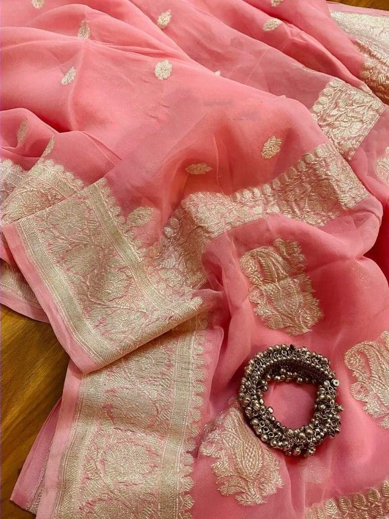 Pure Georgette Handloom Banarasi Saree