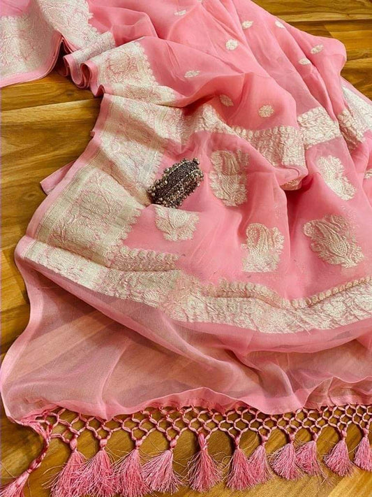 Pure Georgette Handloom Banarasi Saree