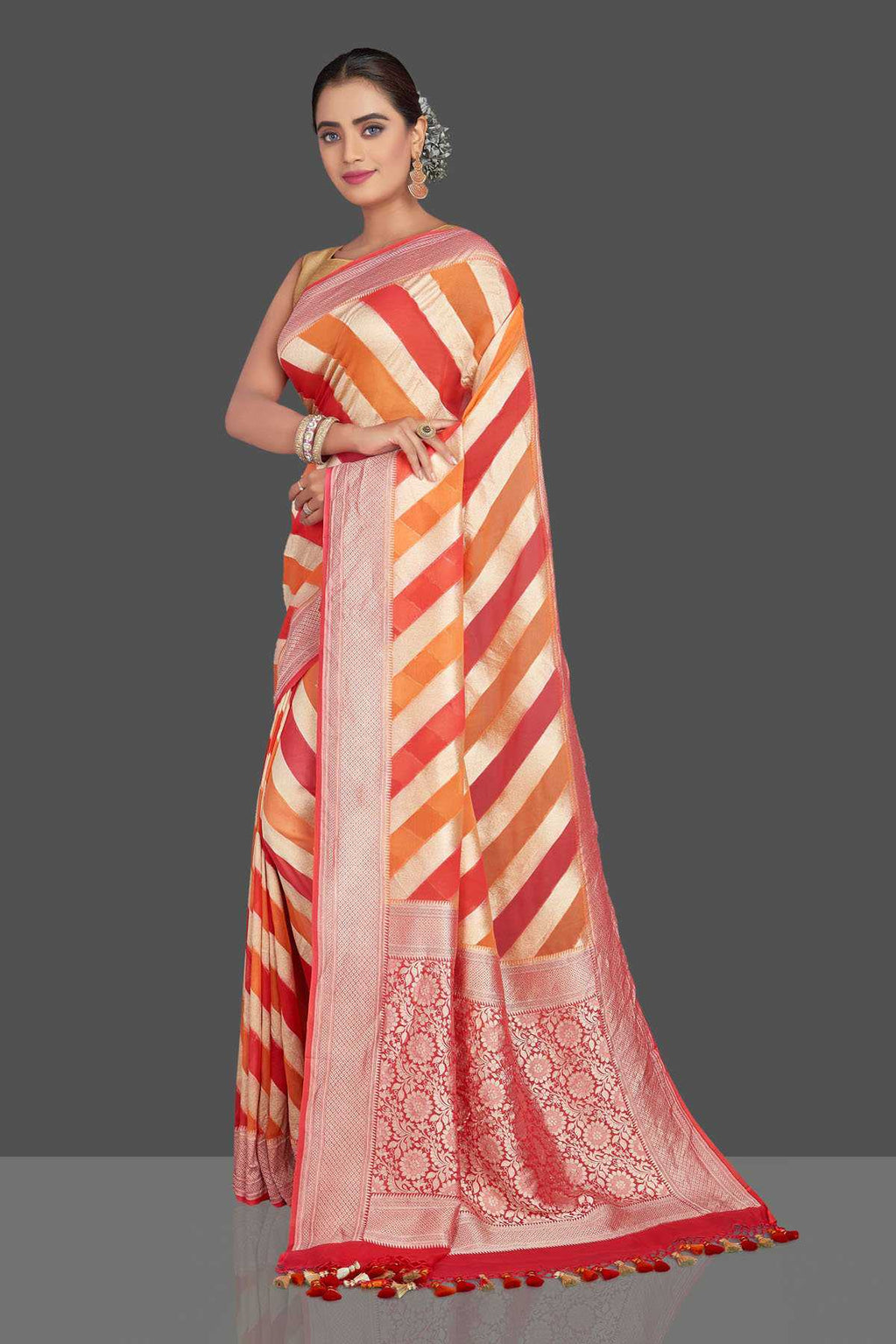 Khaddi Georgette Handloom Banarasi Saree
