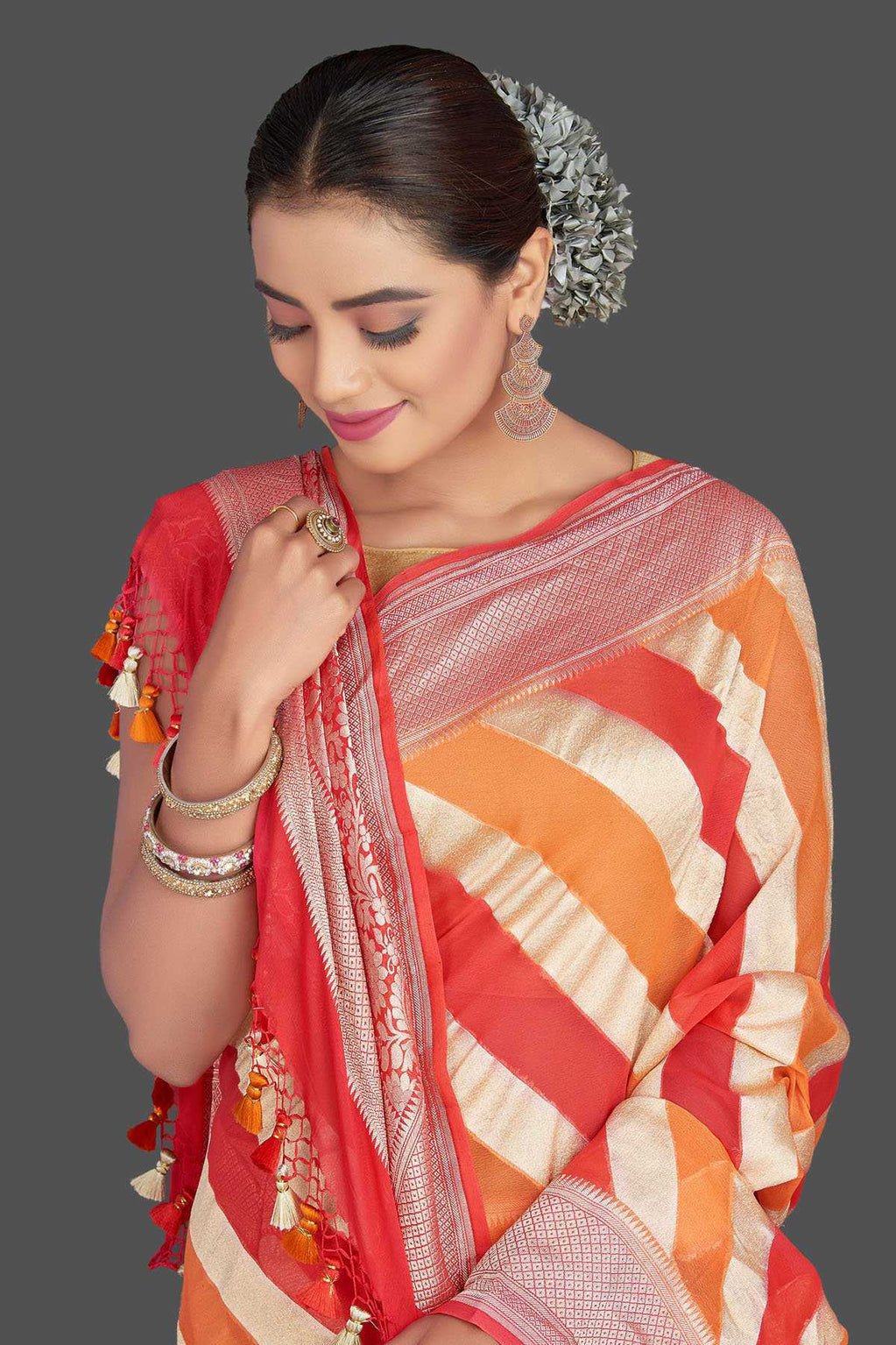 Khaddi Georgette Handloom Banarasi Saree