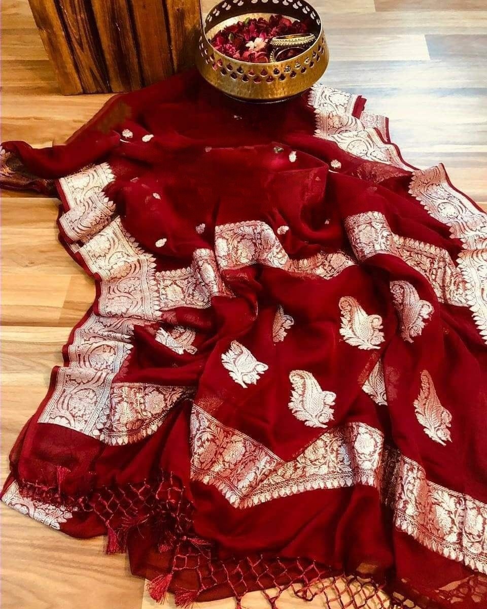 Pure Georgette Handloom Banarasi Saree