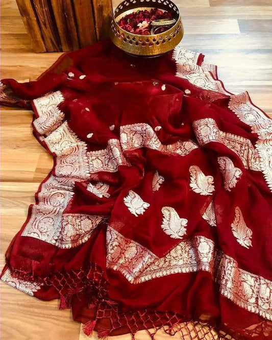 Pure Georgette Handloom Banarasi Saree