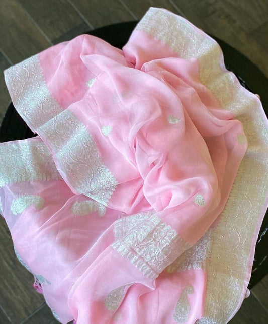 Pure Georgette Handloom Banarasi Saree