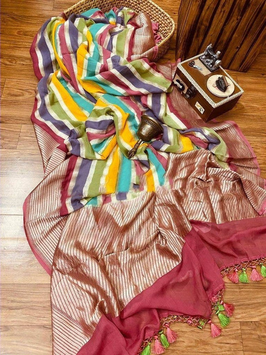 Khaddi Georgette Handloom Banarasi Saree