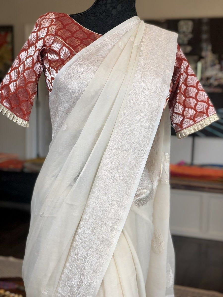 Pure Georgette Handloom Banarasi Saree