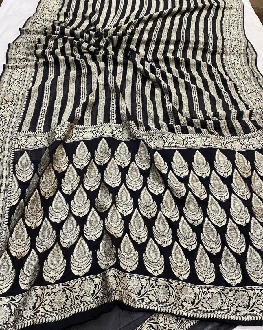 Khaddi Georgette Handloom Banarasi Saree