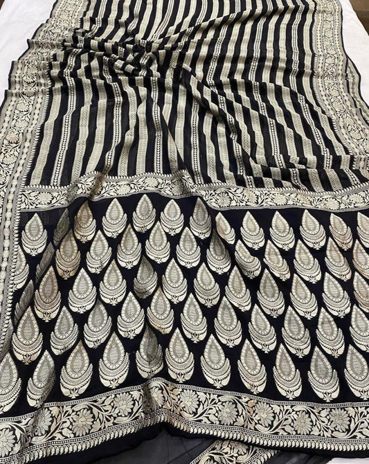 Khaddi Georgette Handloom Banarasi Saree