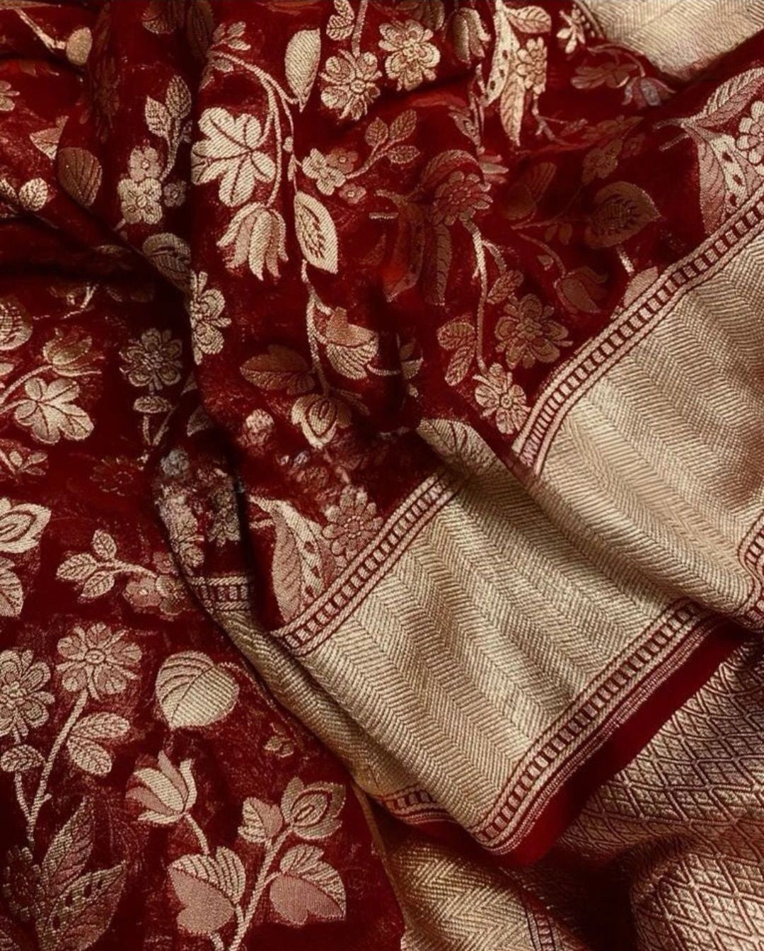 Khaddi Georgette Handloom Banarasi Saree