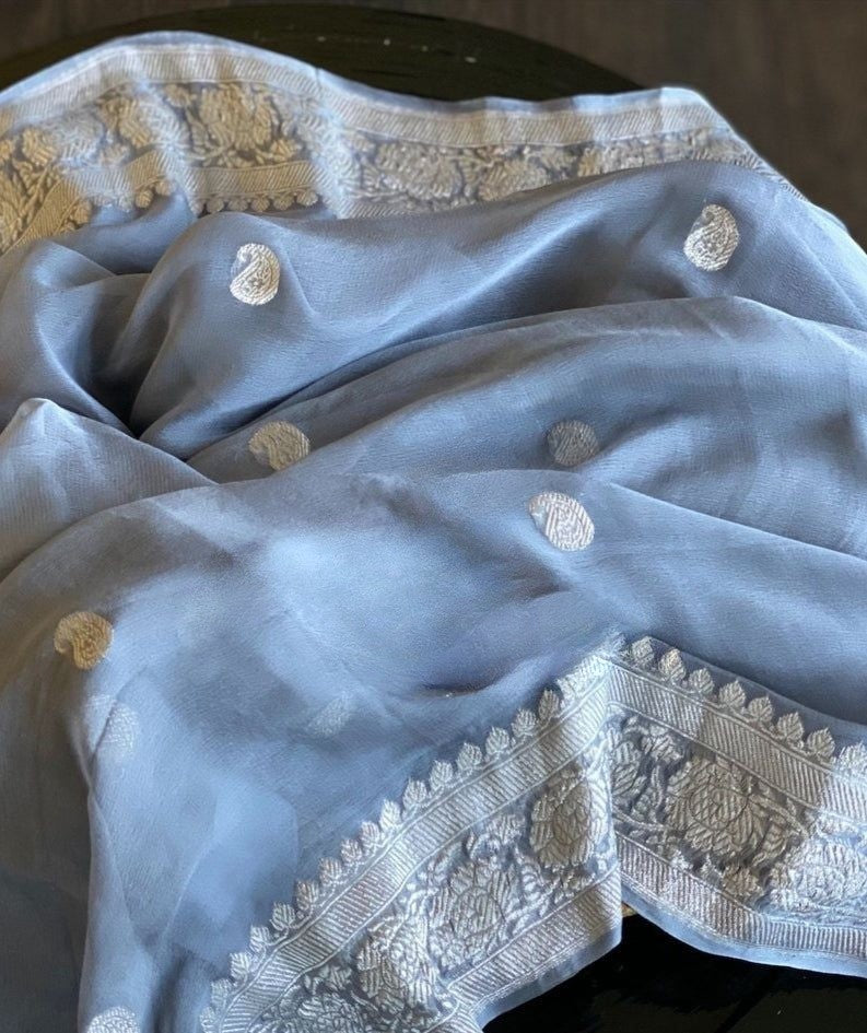 Pure Georgette Handloom Banarasi Saree