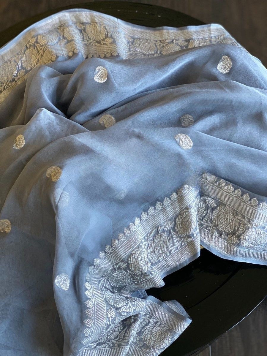 Pure Georgette Handloom Banarasi Saree
