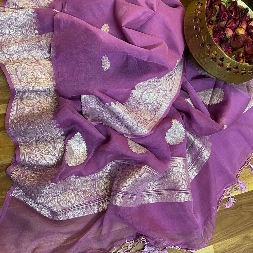 Pure Georgette Handloom Banarasi Saree