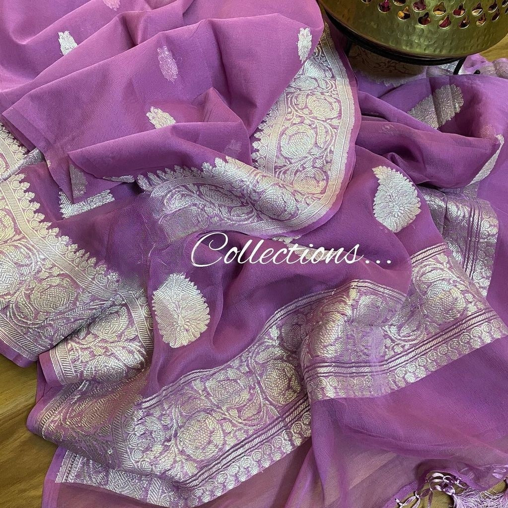 Pure Georgette Handloom Banarasi Saree