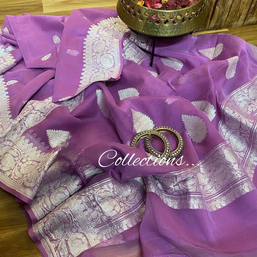Pure Georgette Handloom Banarasi Saree